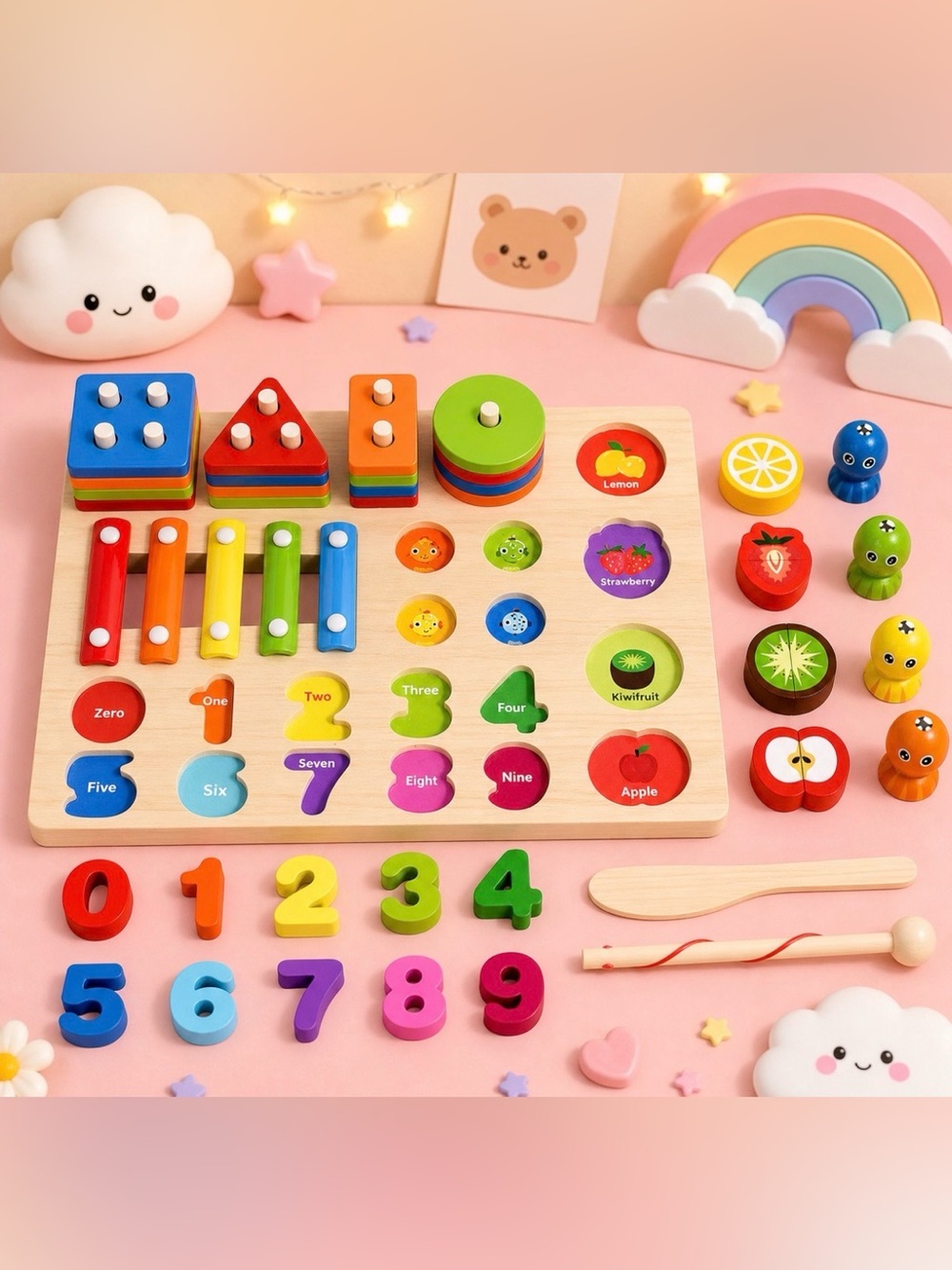 5in1 learning wood toy